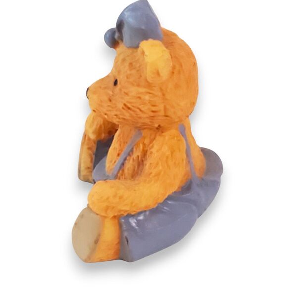 Lot of 3 Vintage Resin Teddy Bear Figurines Kitsch 80s 90s Decor Overalls PJs - Picture 14 of 16